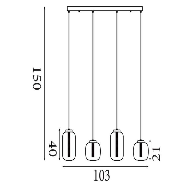 Searchlight-84510-4AM - Lille - LED Latte 4 Light over Island Fitting with Amber Ribbed Glass
