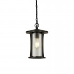Pagoda - Outdoor Clear Glass & Black Lantern Pendant