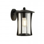Pagoda - Outdoor Clear Glass & Black Lantern Wall Lamp