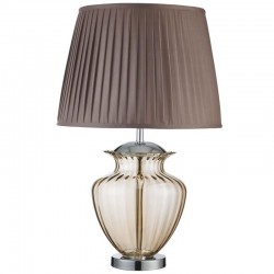 Elina - Amber Glass & Chrome Table Lamp with Mink Shade Elina - Amber Glass & Chrome Table Lamp with Mink Shade