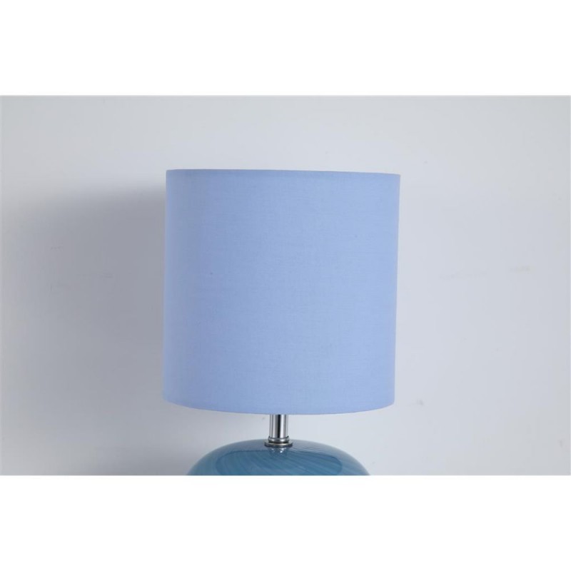 Searchlight-85474AZ - Fete - Blue Glass Table Lamp with Blue Linen Shade