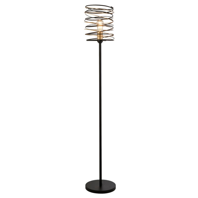 Table & Floor Lamp - Spring - Black & Gold Floor Lamp Searchlight-85582-1BGO - Spring - Black & Gold Floor Lamp