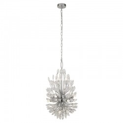 Peacock - Crystal with Polished Chrome 14 Light Centre Fitting
