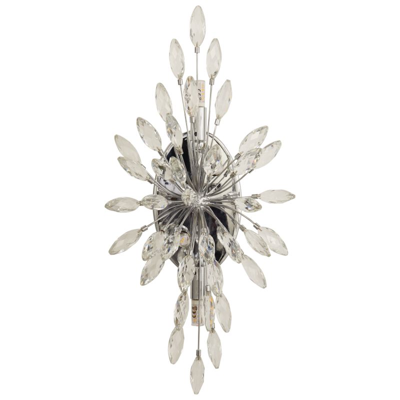 Searchlight-86012-4CC - Peacock - Polished Chrome 4 Light Wall Lamp with Crystal