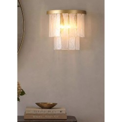 Formalux - Painted Gold 2 Light Wall Lamp with White Glass