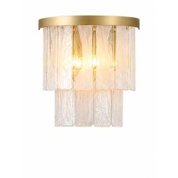 Formalux - Painted Gold 2 Light Wall Lamp with White Glass