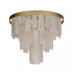Formalux - Painted Gold 6 Light Semi Flush with White Glass