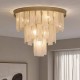 Searchlight-86271-6GO - Formalux - Painted Gold 6 Light Semi Flush with White Glass