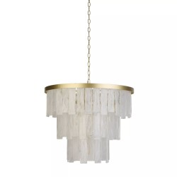 Formalux - Painted Gold 10 Light Chandelier with White Glass