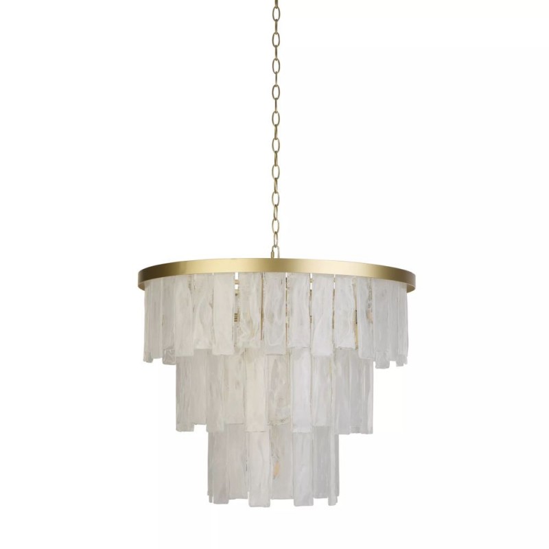 Searchlight-86275-10GO - Formalux - Painted Gold 10 Light Chandelier with White Glass