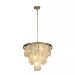 Formalux - Painted Gold 6 Light Chandelier with White Glass