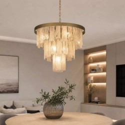 Formalux - Painted Gold 6 Light Chandelier with White Glass
