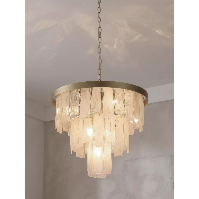 Searchlight-86275-6GO - Formalux - Painted Gold 6 Light Chandelier with White Glass