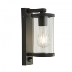 Bakerloo - Clear Glass & Black PIR Wall Lamp