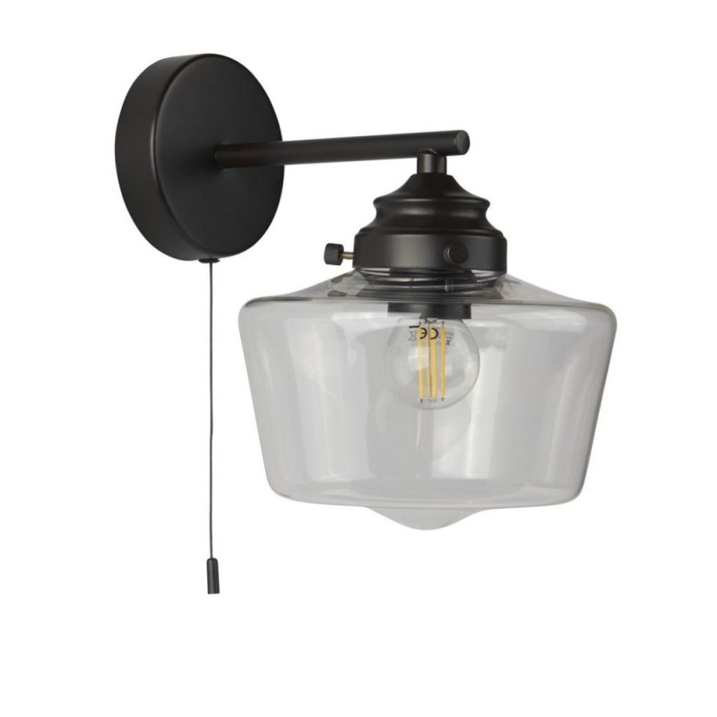 Searchlight-8708-1BK - School House - Black Wall Lamp with Clear Glass