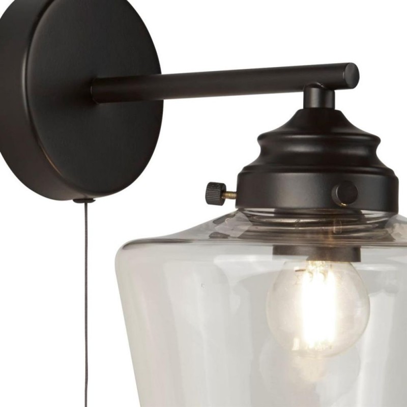 Searchlight-8708-1BK - School House - Black Wall Lamp with Clear Glass