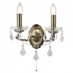 Paris - Crystal & Antique Brass 2 Light Wall Lamp Paris - Crystal & Antique Brass 2 Light Wall Lamp