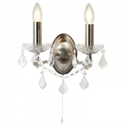 Paris - Crystal & Satin Silver 2 Light Wall Lamp Paris - Crystal & Satin Silver 2 Light Wall Lamp