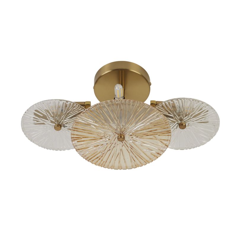 Searchlight-88210-6BZ - Wagon Wheel - Bronze 6 Light Wall / Ceiling Lamp with Clear & Amber Glasses