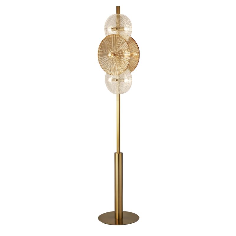 Searchlight-88212-6BZ - Wagon Wheel - Bronze 6 Light Floor Lamp with Clear & Amber Glasses