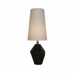 Apex - Black Marbleised Resin Table Lamp with White Shade