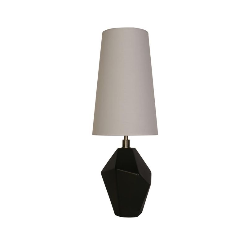 Searchlight-88250BK - Apex - Black Marbleised Resin Table Lamp with White Shade