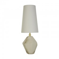 Apex - White Marbleised Resin Table Lamp with White Shade Apex - White Marbleised Resin Table Lamp with White Shade