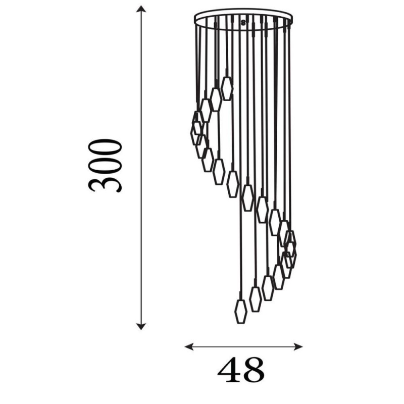 Searchlight-888-20 - Sculptured Ice - Chrome 20 Light Cluster Pendant with Crystal