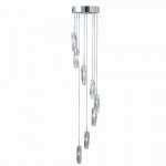 Sculptured Ice - Chrome 8 Light Cluster Pendant with Crystal