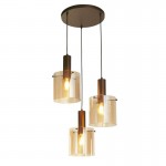 Sweden - Matt Brown 3 Light Cluster Pendant with Amber Glasses Sweden - Matt Brown 3 Light Cluster Pendant with Amber Glasses