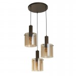 Sweden - Matt Brown 3 Light Cluster Pendant with Amber Glasses Sweden - Matt Brown 3 Light Cluster Pendant with Amber Glasses