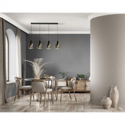 Sweden - Matt Black 4 Light over Island Fitting with Smoked Ombre Glasses Sweden - Matt Black 4 Light over Island Fitting with Smoked Ombre Glasses