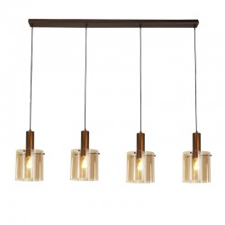 Sweden - Matt Brown 4 Light over Island Fitting with Amber Glasses Sweden - Matt Brown 4 Light over Island Fitting with Amber Glasses