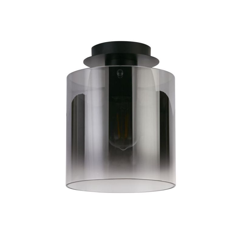 Searchlight-88911-1BK - Sweden - Matt Black Flush with Smoked Ombre Glass