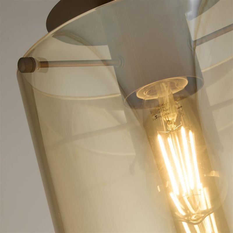 Searchlight-88911-1MO - Sweden - Matt Brown Flush with Amber Glass