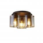 Sweden - Matt Brown 3 Light Flush with Amber Glass Sweden - Matt Brown 3 Light Flush with Amber Glass