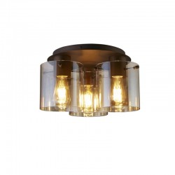 Sweden - Matt Brown 3 Light Flush with Amber Glass Sweden - Matt Brown 3 Light Flush with Amber Glass