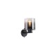 Searchlight-88912-1BK - Sweden - Matt Black Wall Lamp with Smoked Ombre Glass