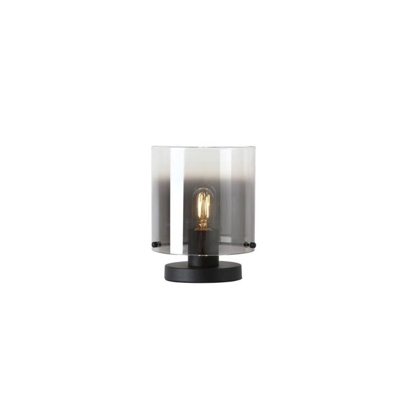 Searchlight-88913-1BK - Sweden - Matt Black Table Lamp with Smoked Ombre Glass