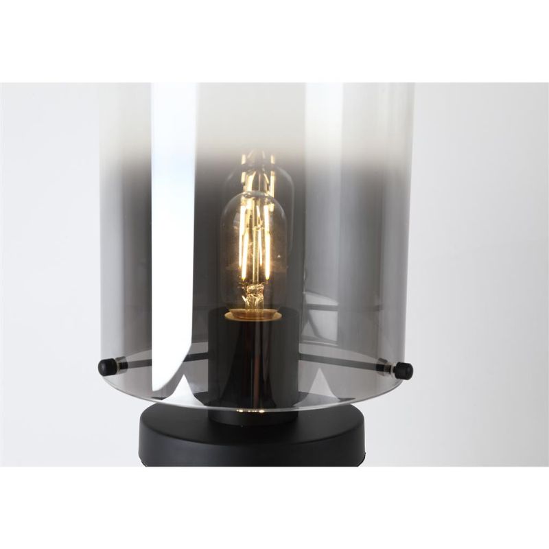 Searchlight-88913-1BK - Sweden - Matt Black Table Lamp with Smoked Ombre Glass