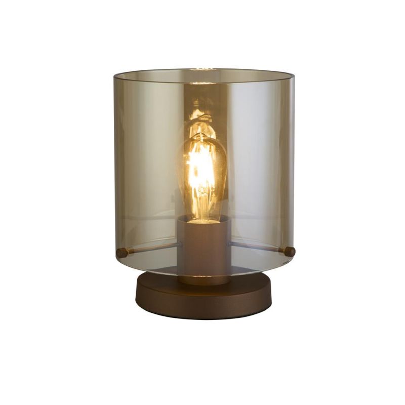 Searchlight-88913-1MO - Sweden - Matt Brown Table Lamp with Amber Glass