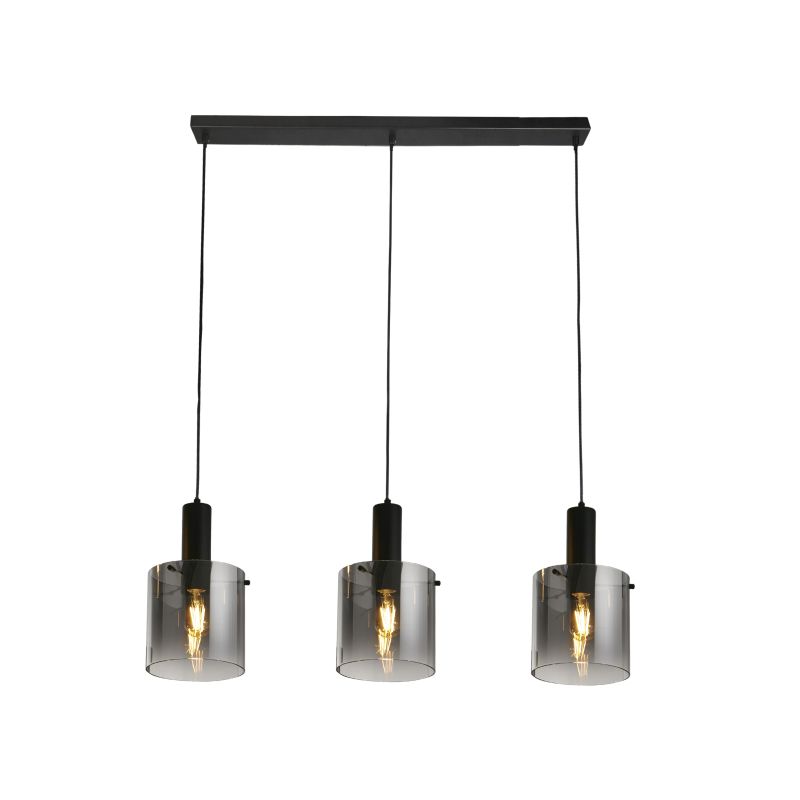 Searchlight-88913-3BK-C - Sweden - Matt Black 3 Light over Island Fitting with Smoked Ombre Glasse