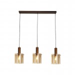 Sweden - Matt Brown 3 Light over Island Fitting with Amber Glass Sweden - Matt Brown 3 Light over Island Fitting with Amber Glass