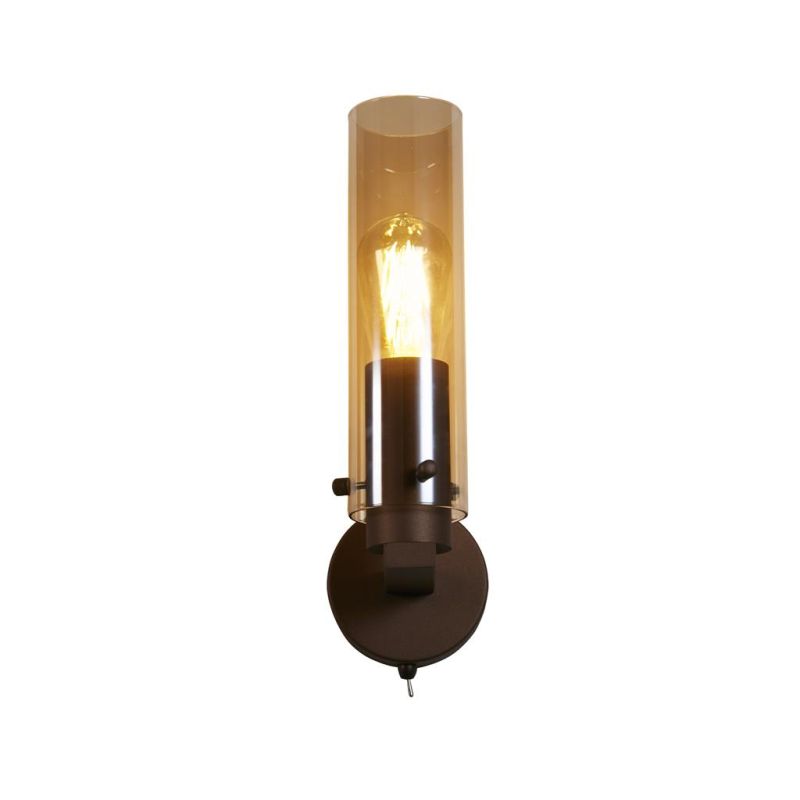 Searchlight-88920-1MO - Sweden II - Matt Brown Wall Lamp with Amber Glass