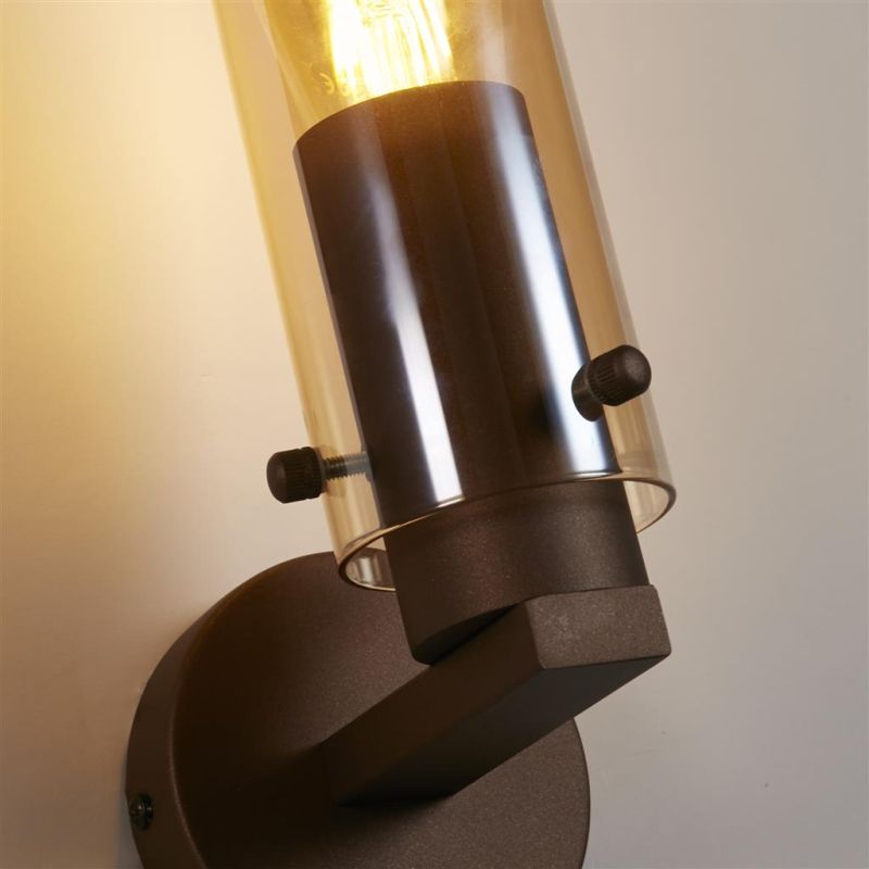 Searchlight-88920-1MO - Sweden II - Matt Brown Wall Lamp with Amber Glass