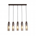Sweden II - Matt Brown 5 Light over Island Fitting with Amber Glass Sweden II - Matt Brown 5 Light over Island Fitting with Amber Glass