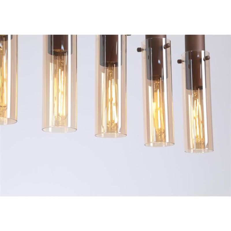 Searchlight-88921-8MO - Sweden II - Matt Brown 8 Light over Island Fitting with Amber Glass