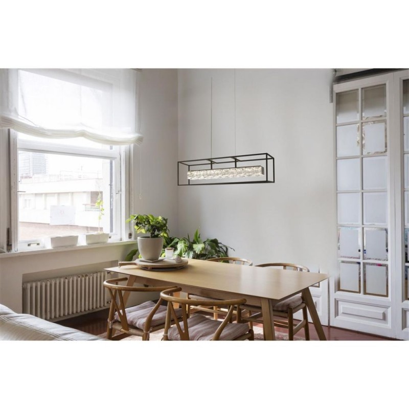 Searchlight-89562BK - Elevator - Black LED over Island Fitting with Crystal