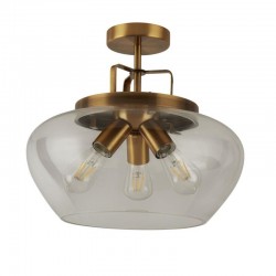 Boule - Bronze 3 Light Semi Flush with Clear Glass Boule - Bronze 3 Light Semi Flush with Clear Glass