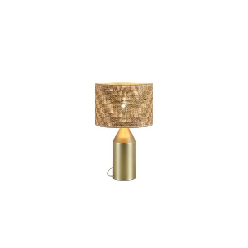 Searchlight-89745GO - Phoebe - Gold Table Lamp with Rattan Shade